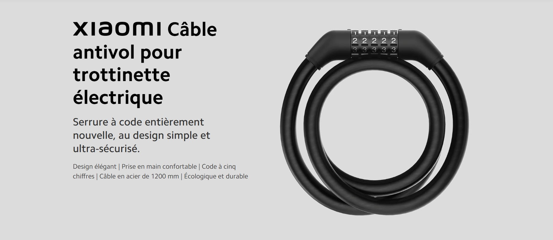 Xiaomi Electric Scooter Cable Lock fiche technique